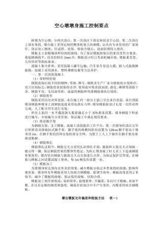 空心墩墩身施工控制要点