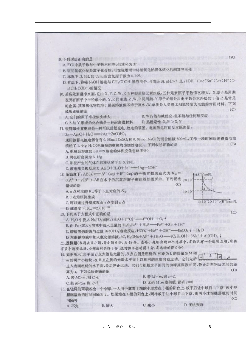 湖南省长沙市重点中学三2011届高三理综高考模拟试卷(一)(扫描版)新人教版_第3页