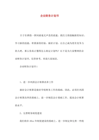 企业财务计划书