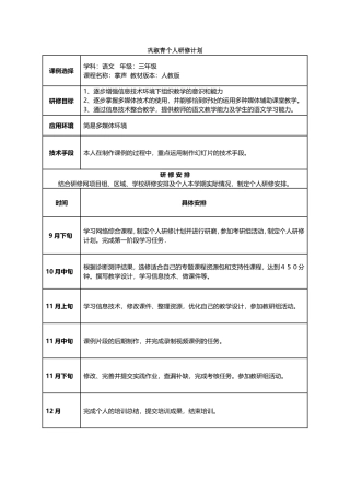 芦北小学巩淑青个人研修计划