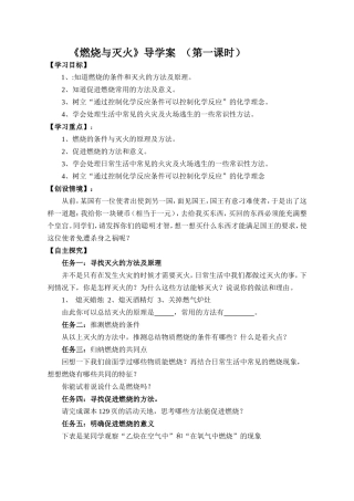《燃烧与灭火》导学案