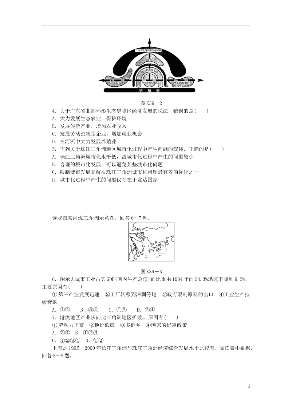 2014高考地理一轮-第39讲-经济发达地区的可持续发展课时专练-鲁教版_第2页