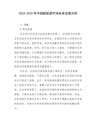 2024-2025年中国新能源市场未来发展分析