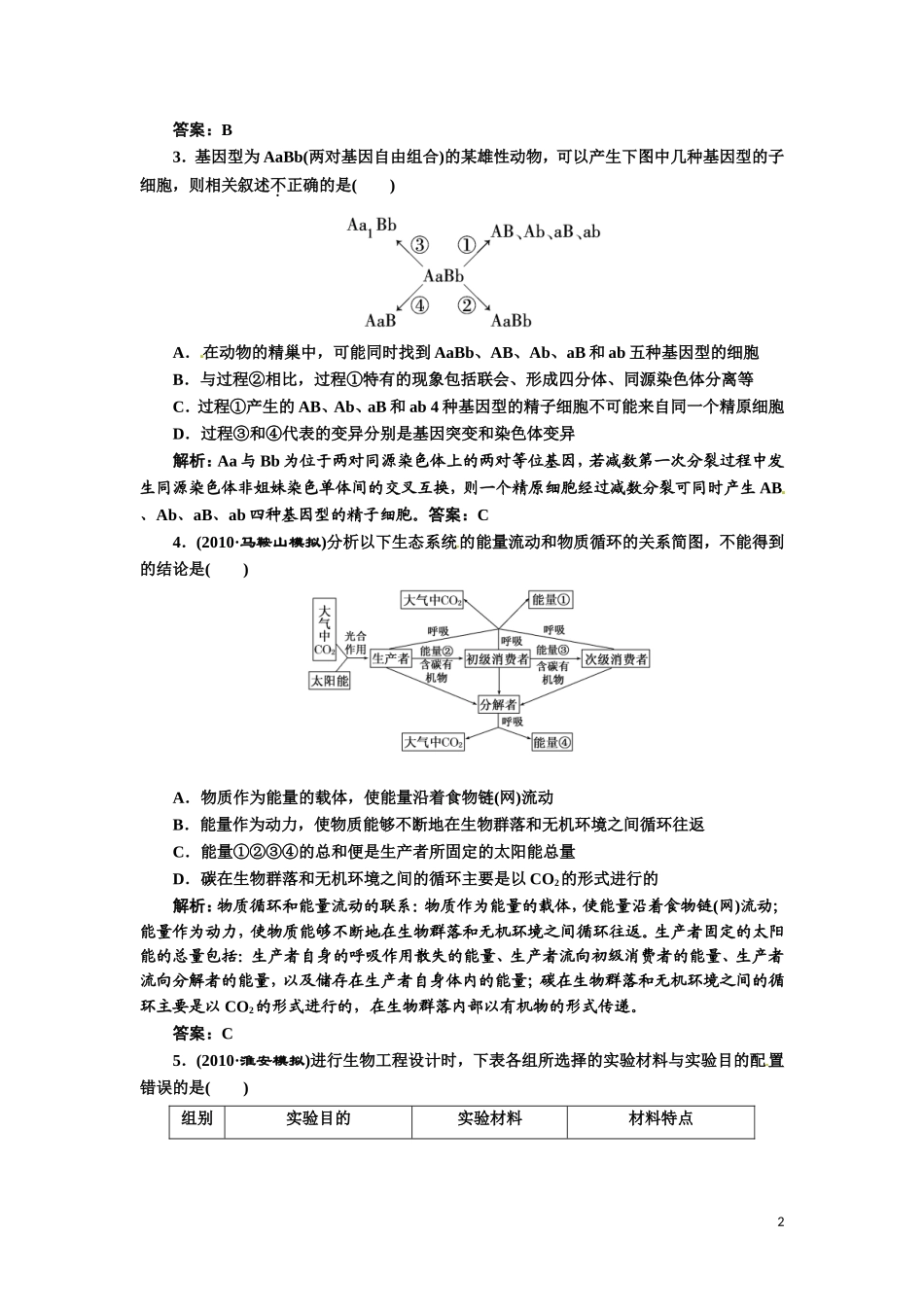 《三维设计》高考生物-专题辅导与测试-仿真试卷(五)_第2页