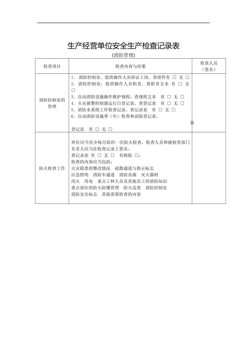 施工现场消防检查记录表_第2页