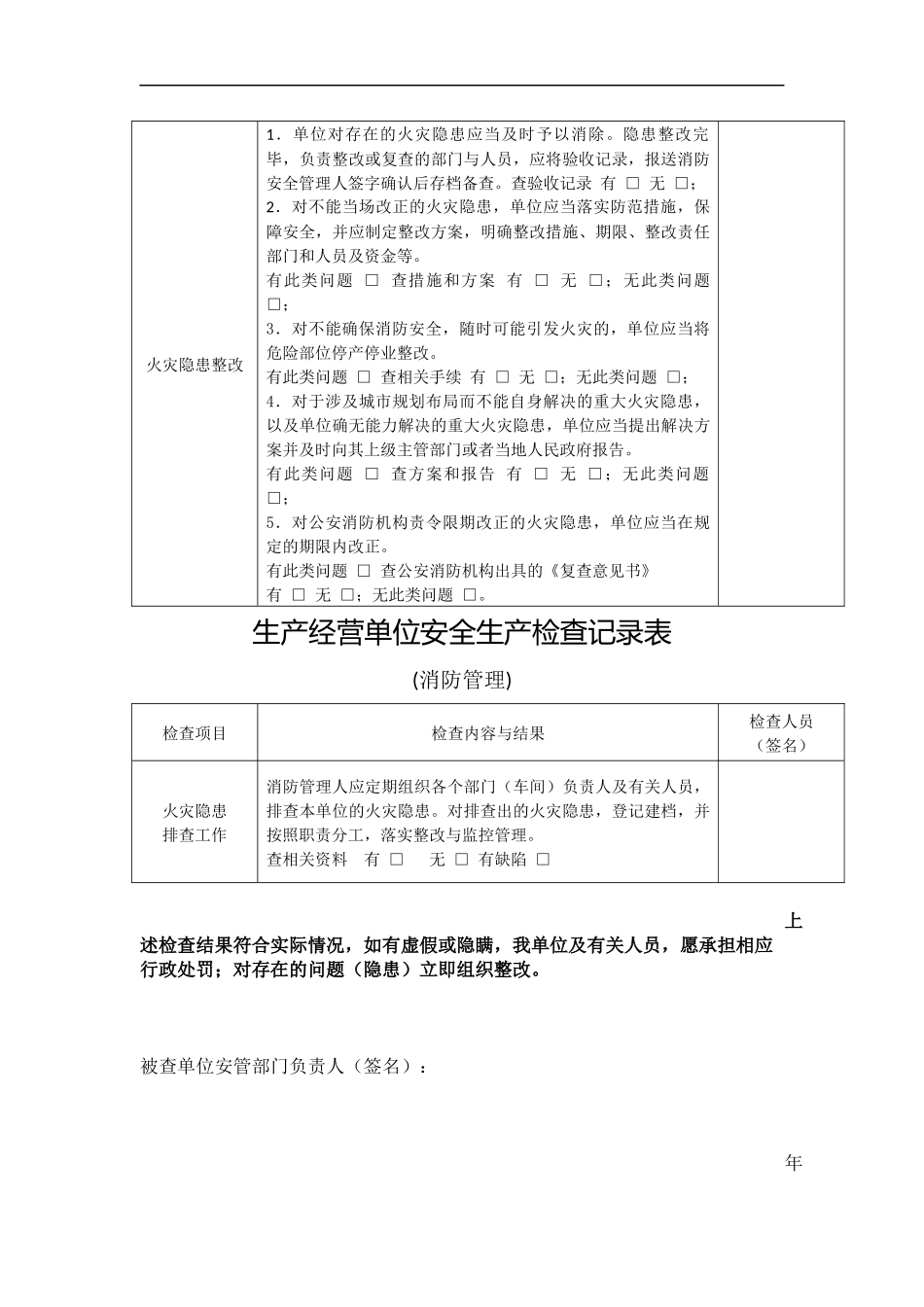 施工现场消防检查记录表_第3页