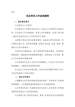 试点单位工作总结提纲