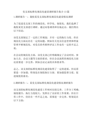 党支部标准化规范化建设调研报告集合13