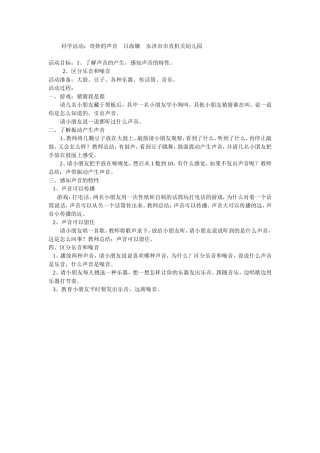 大班科学活动：奇妙的声音