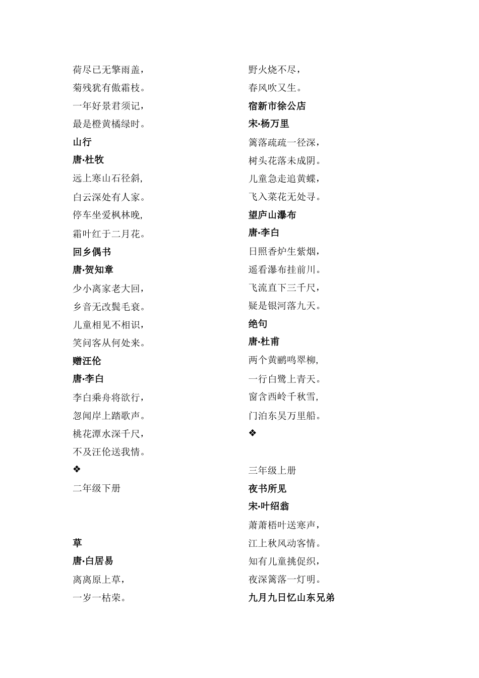 一至六年级古诗词集锦_第3页