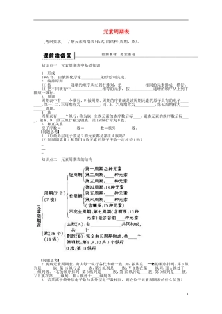 安徽省蚌埠铁中2014届高中化学《元素周期表》全册复习导学案