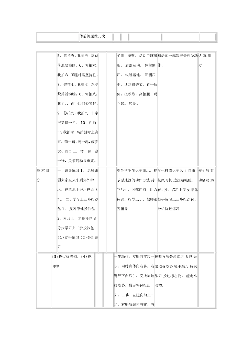 投掷：上三步投掷沙包。2、游戏“种瓜收瓜”。_第2页