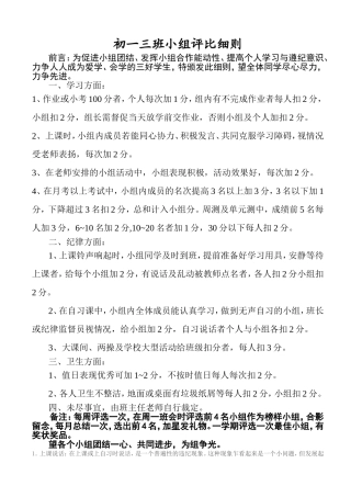 班级小组评比细则