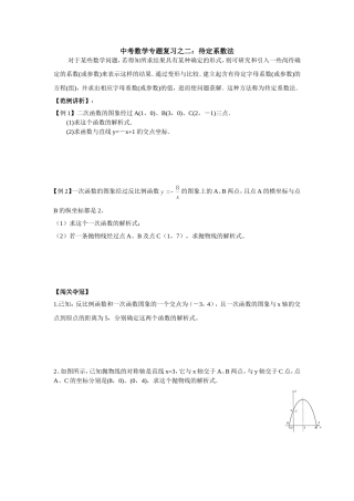 中考数学专题复习之二