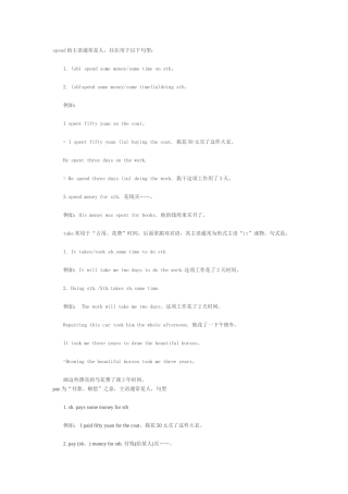 spend的主语通常是人