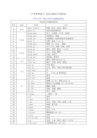 2024年中考英语复习动词介词或副词短语分类汇总 