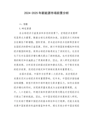 2024-2025年新能源市场前景分析