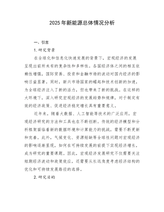 2025年新能源总体情况分析