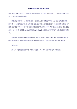 在Excel中快速检索大量数据