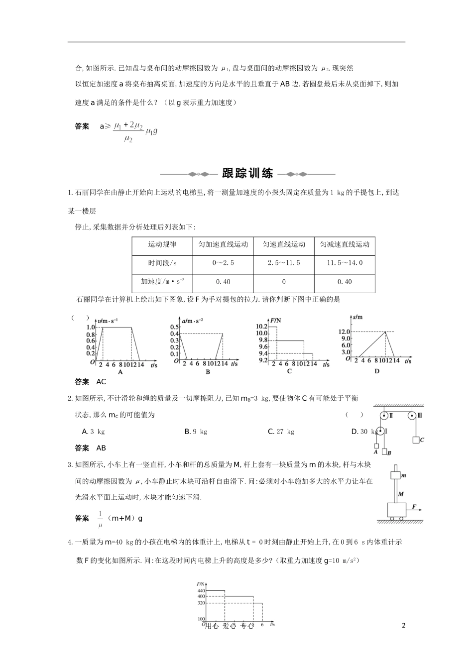 高三物理-专题3《力与运动》第6课时《专题：图象-临界与极值》复习测试_第2页