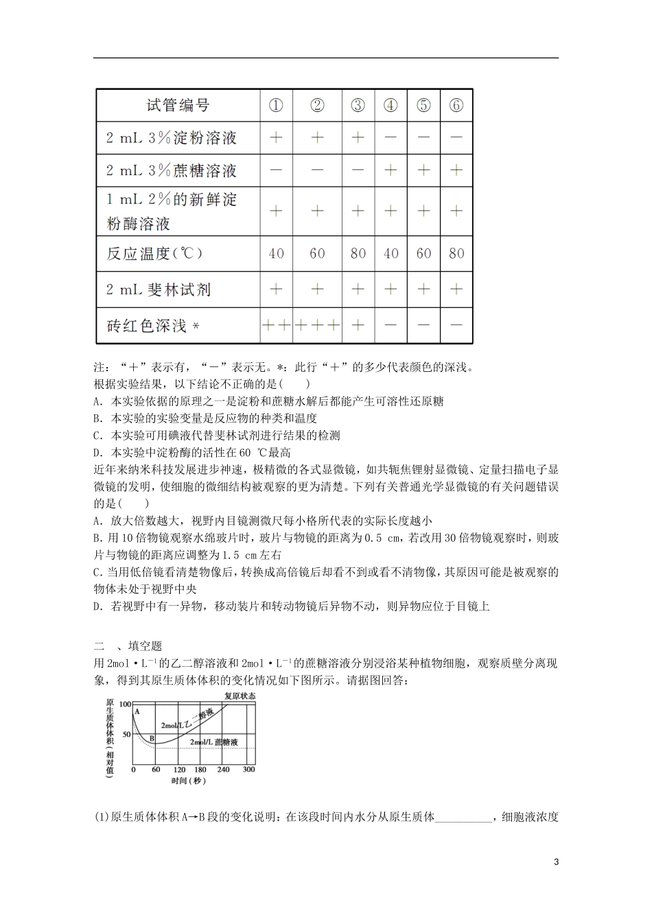 高一生物暑期训练23_第3页