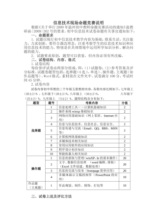 信息技术现场命题竞赛说明