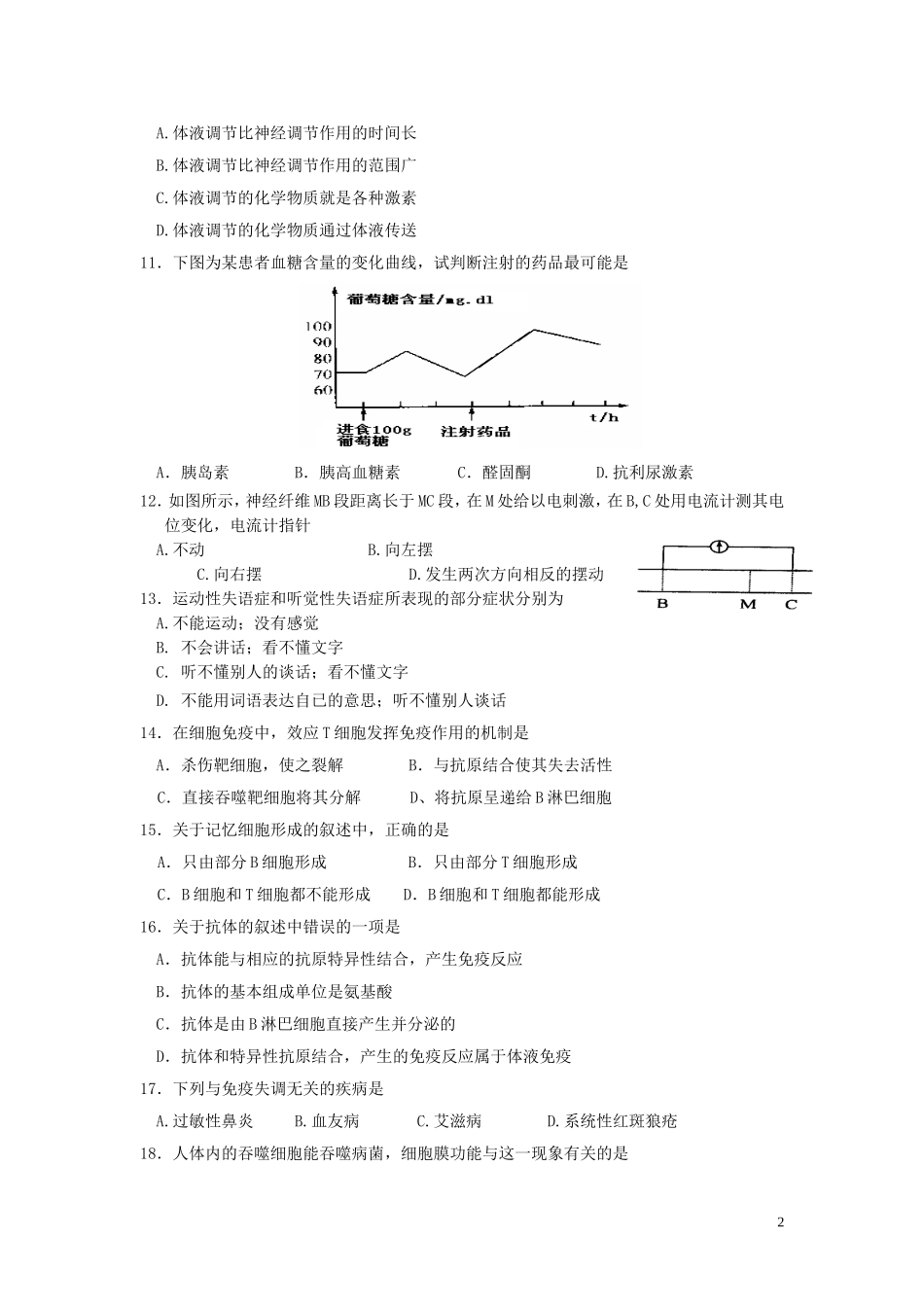 山东省高二生物12月月考试题新人教版_第2页