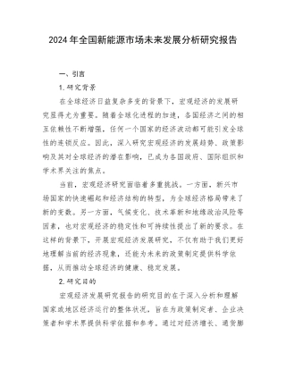 2024年全国新能源市场未来发展分析研究报告