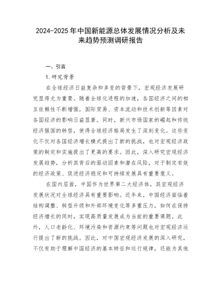 2024-2025年中国新能源总体发展情况分析及未来趋势预测调研报告