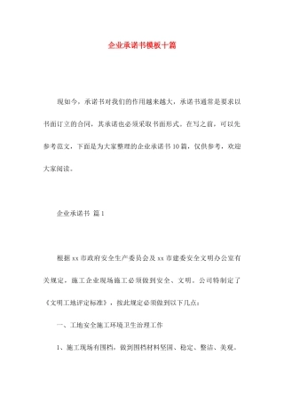 企业承诺书模板十篇 (2)