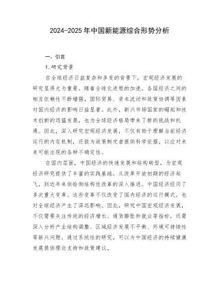 2024-2025年中国新能源综合形势分析