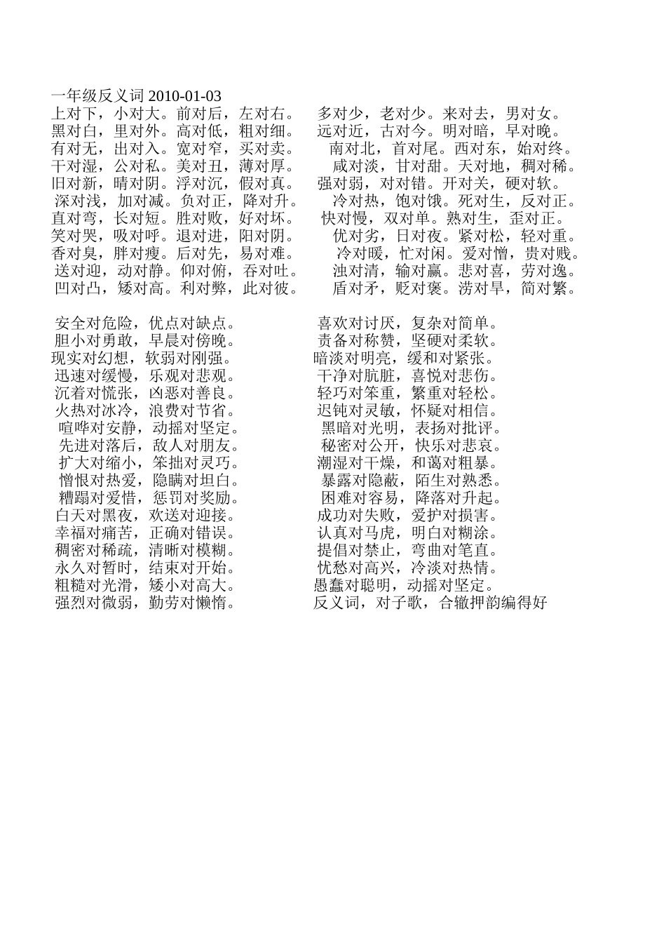 反义词、近意词-2010_第1页