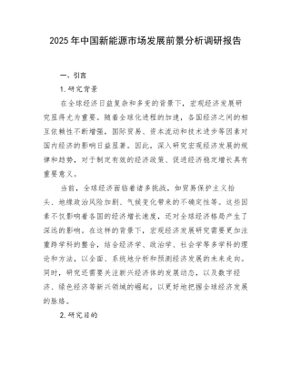2025年中国新能源市场发展前景分析调研报告