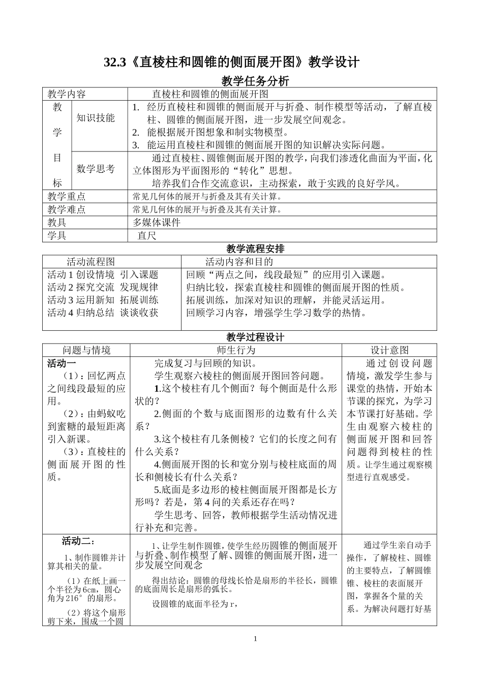 直棱柱和圆锥的侧面图_第1页