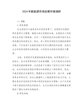 2024年新能源市场发展环境调研
