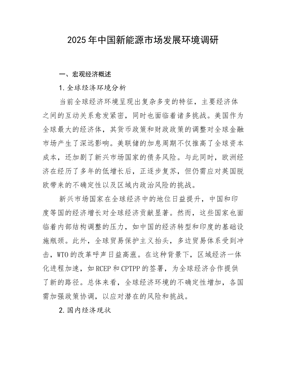 2025年中国新能源市场发展环境调研_第1页