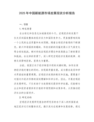 2025年中国新能源市场发展现状分析报告