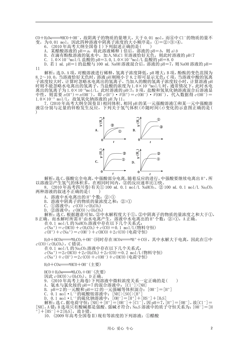 高三化学-专题二第3讲电解质溶液课后作业-新人教版_第2页
