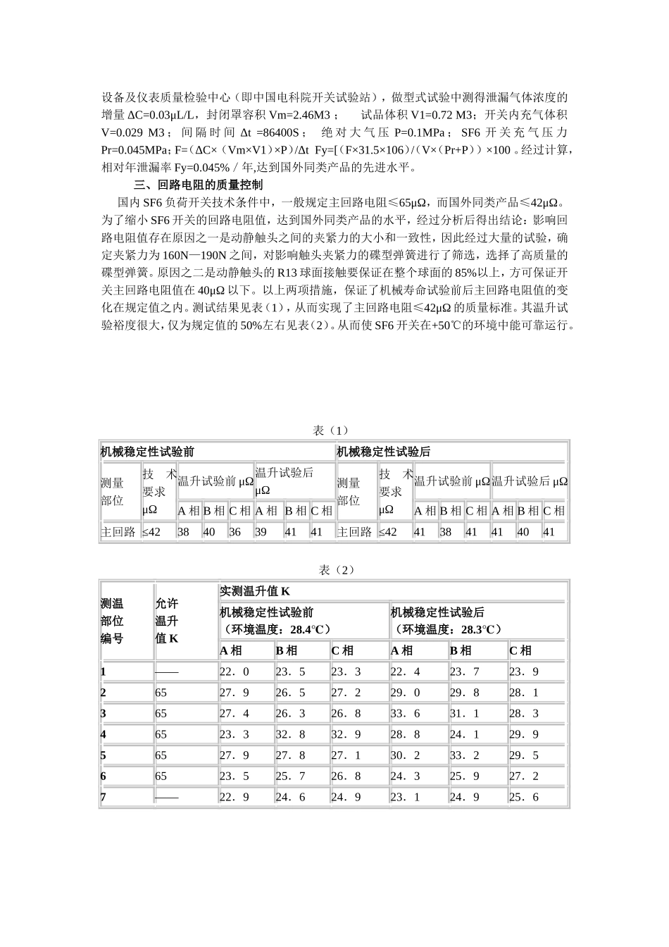 10KV、SF6负荷开关技术指标的质量控制_第3页