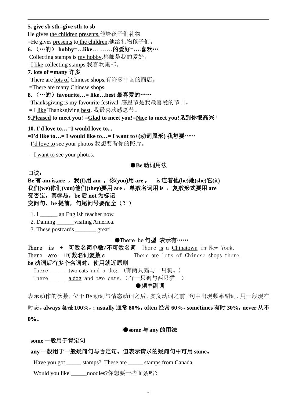 六年级上册语法及知识点总结_第2页