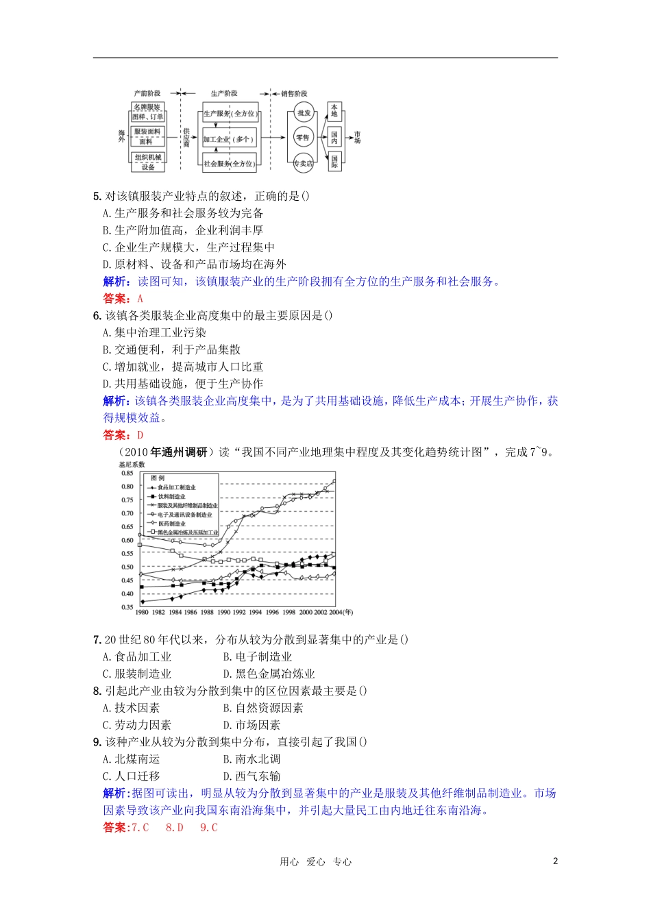 高三地理复习课时作业25-工业地域的形成与工业地域类型_第2页