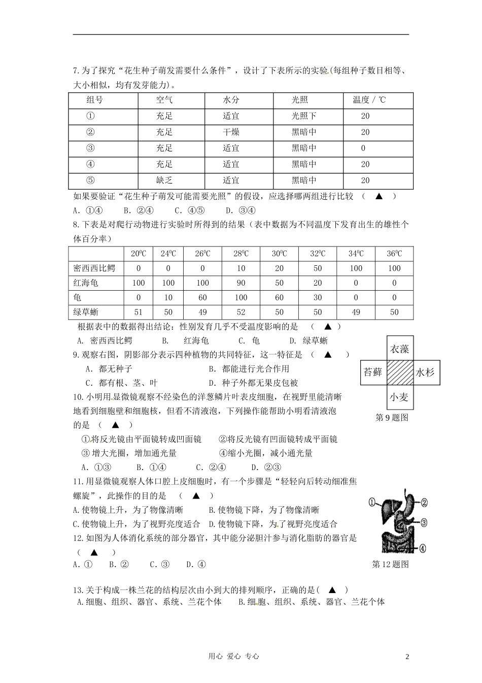 浙江省台州市书生中学2010-2011学年七年级科学第三次月考_第2页