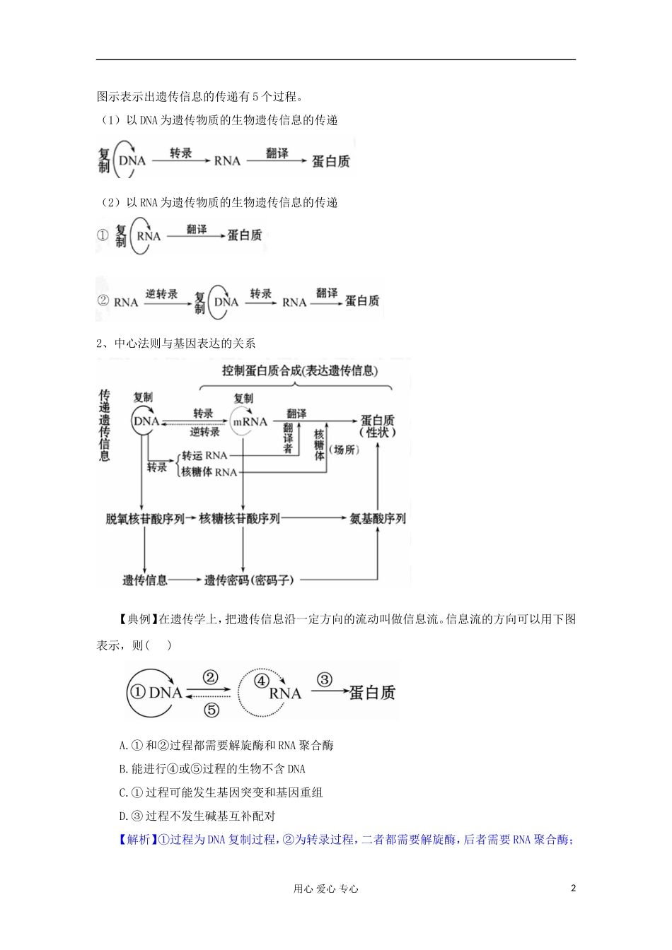 2012版高考生物一轮-4.2-基因对性状的控制精品复习学案-必修2_第2页