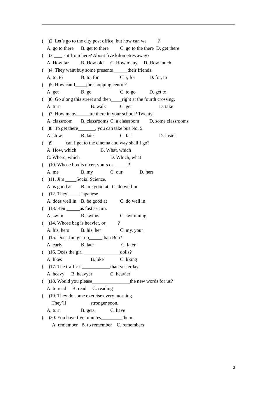 七年级英语暑假专题—句型转换同步练习湘教版_第2页