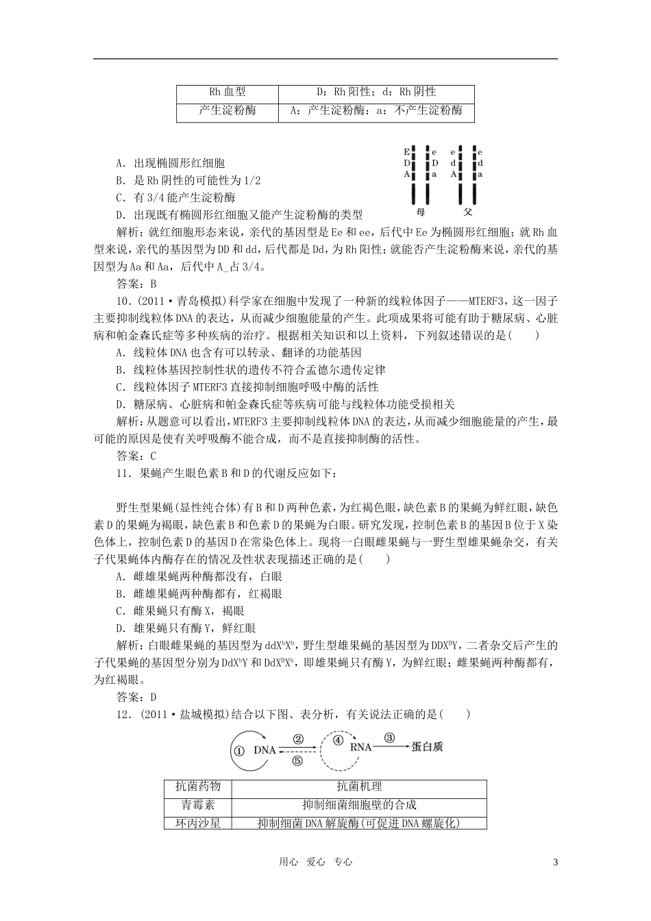 2012届高考生物一轮复习-第十章-第2节-课时跟踪检测-必修2_第3页