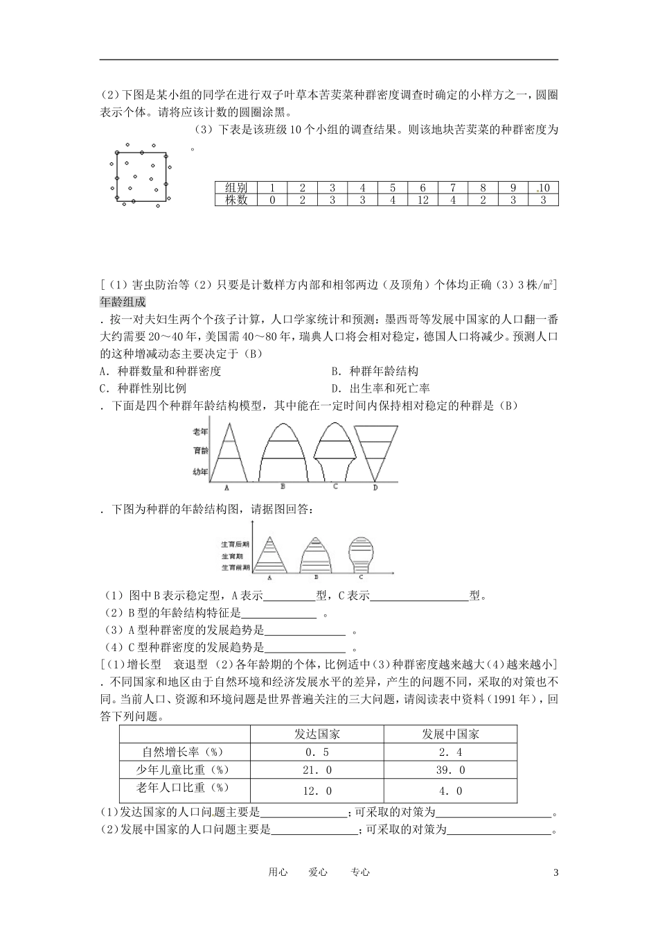 高中生物知识梳理复习-种群和生物群落_第3页