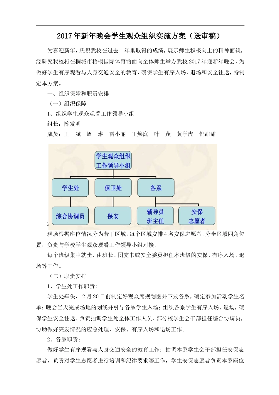 2017年新年晚会学生观众组织实施方案(送审稿)_第1页