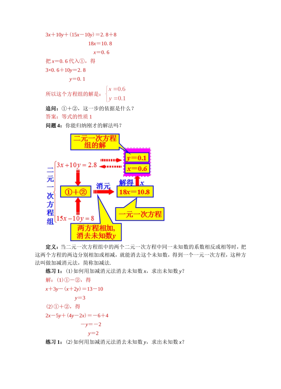 课题：8.2.2消元——解二元一次方程组(加减消元法)_第2页