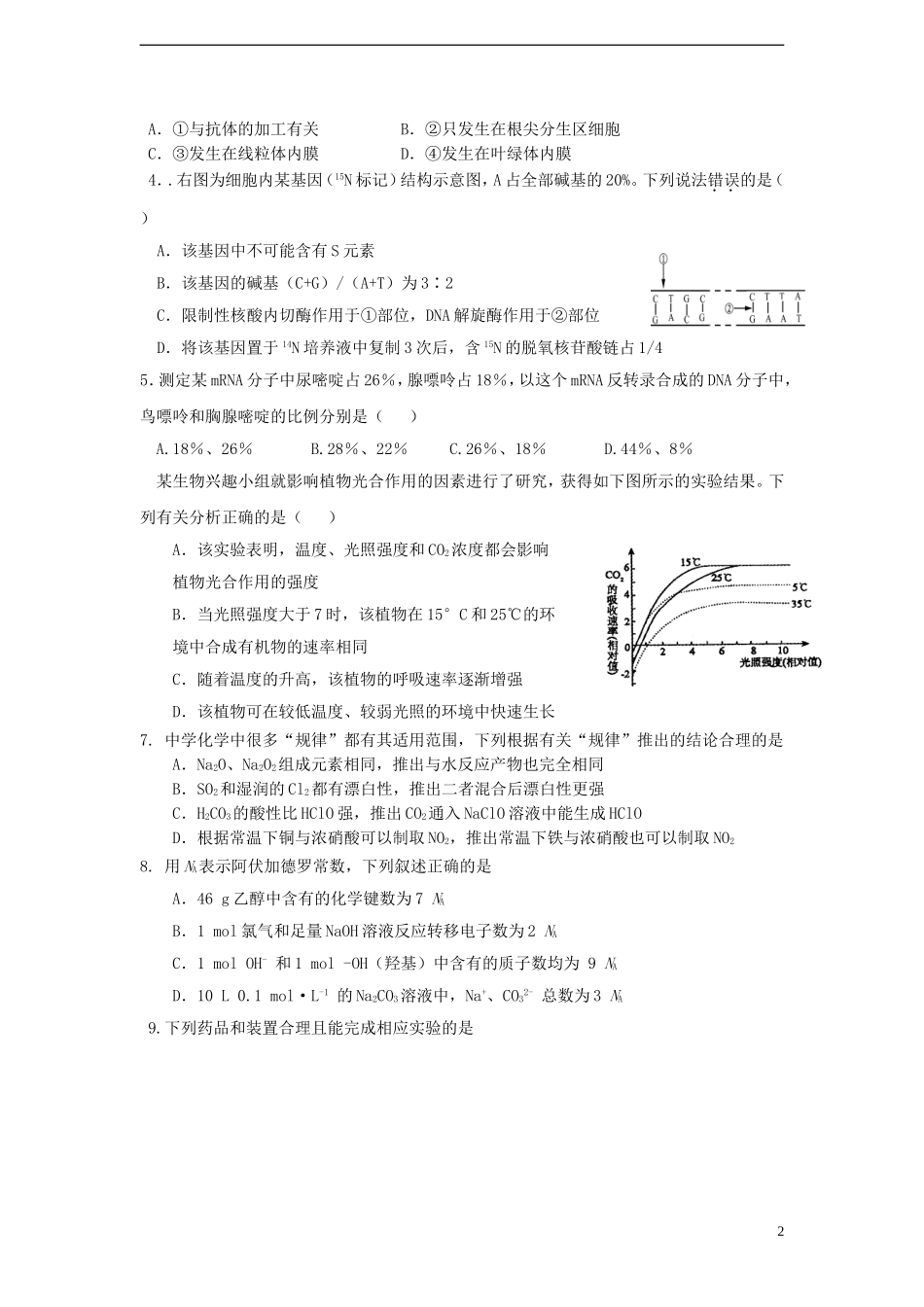 安徽省2013届高考理综压轴卷试题_第2页