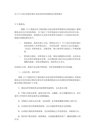 银行业协会财务管理情况自查的报告